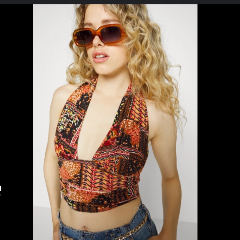 Free People FP One Heather Top Brown Red Orange Black Medium M